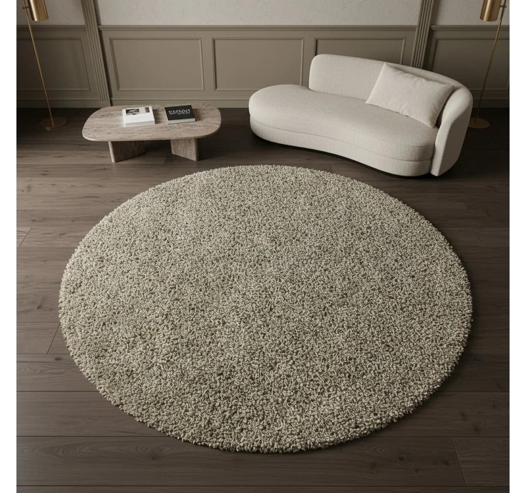 KADIMA DESIGN Shaggy Teppich SPREE Natur 80x80 cm - Bild 3