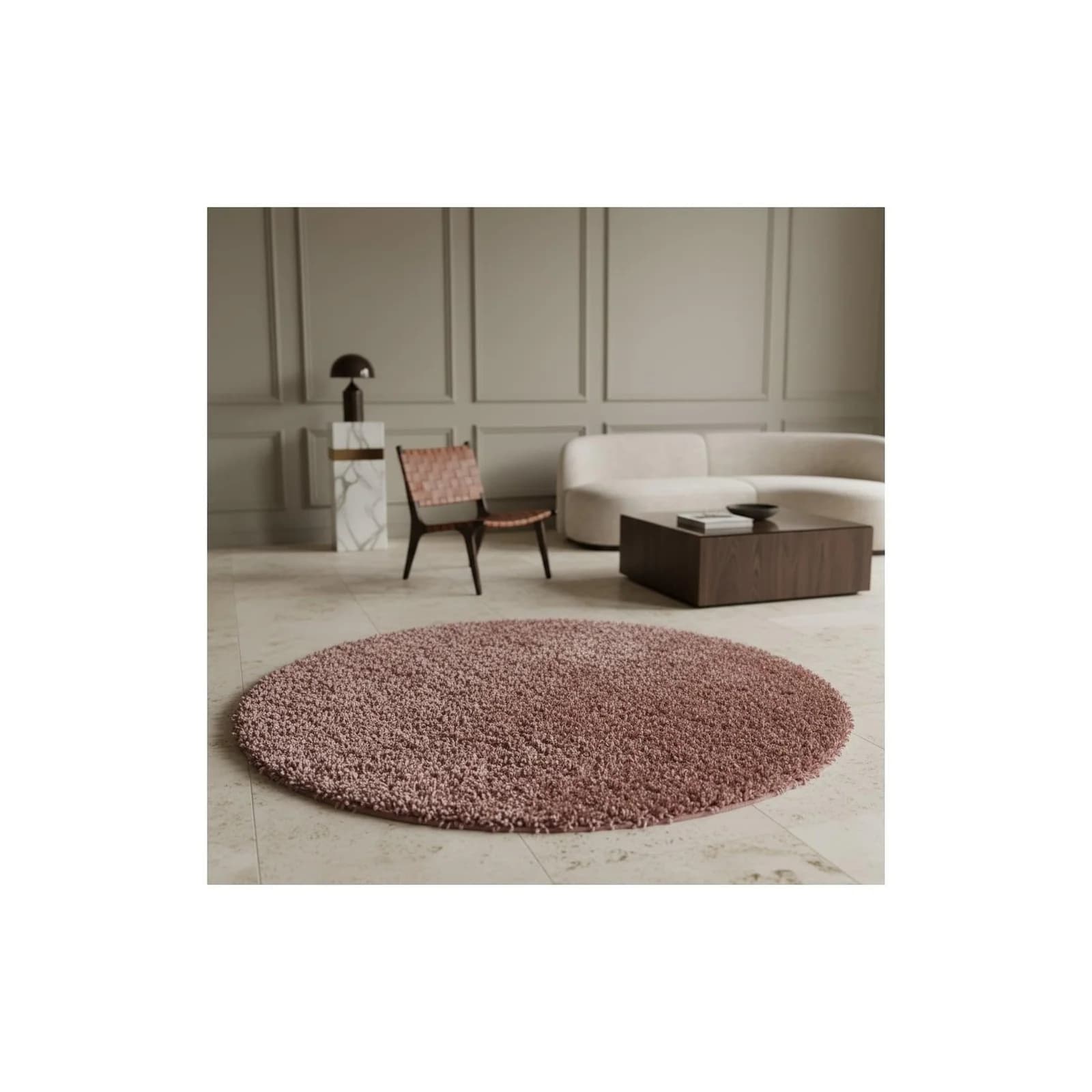 KADIMA DESIGN Teppich SPREE Shaggy Rosa 80x80 cm