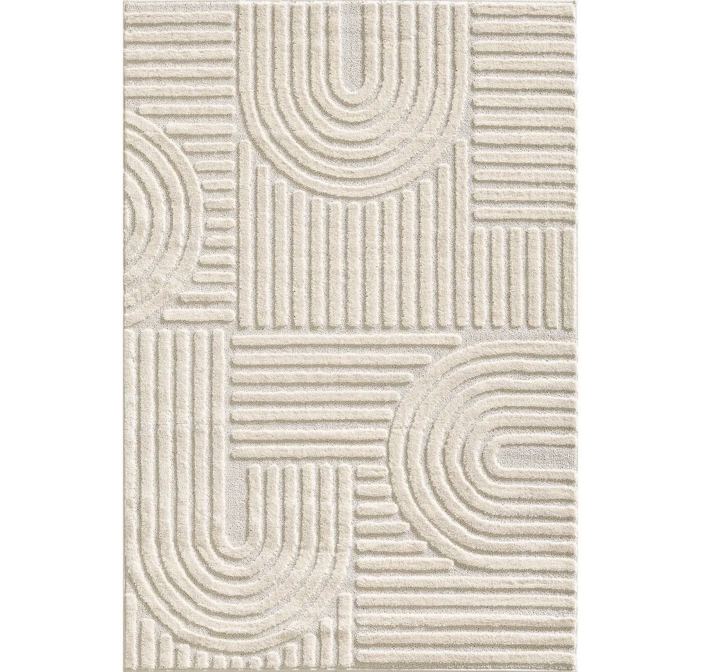 KADIMA DESIGN Teppich RIGI 3D-Effekt Creme Skandinavisch Boho