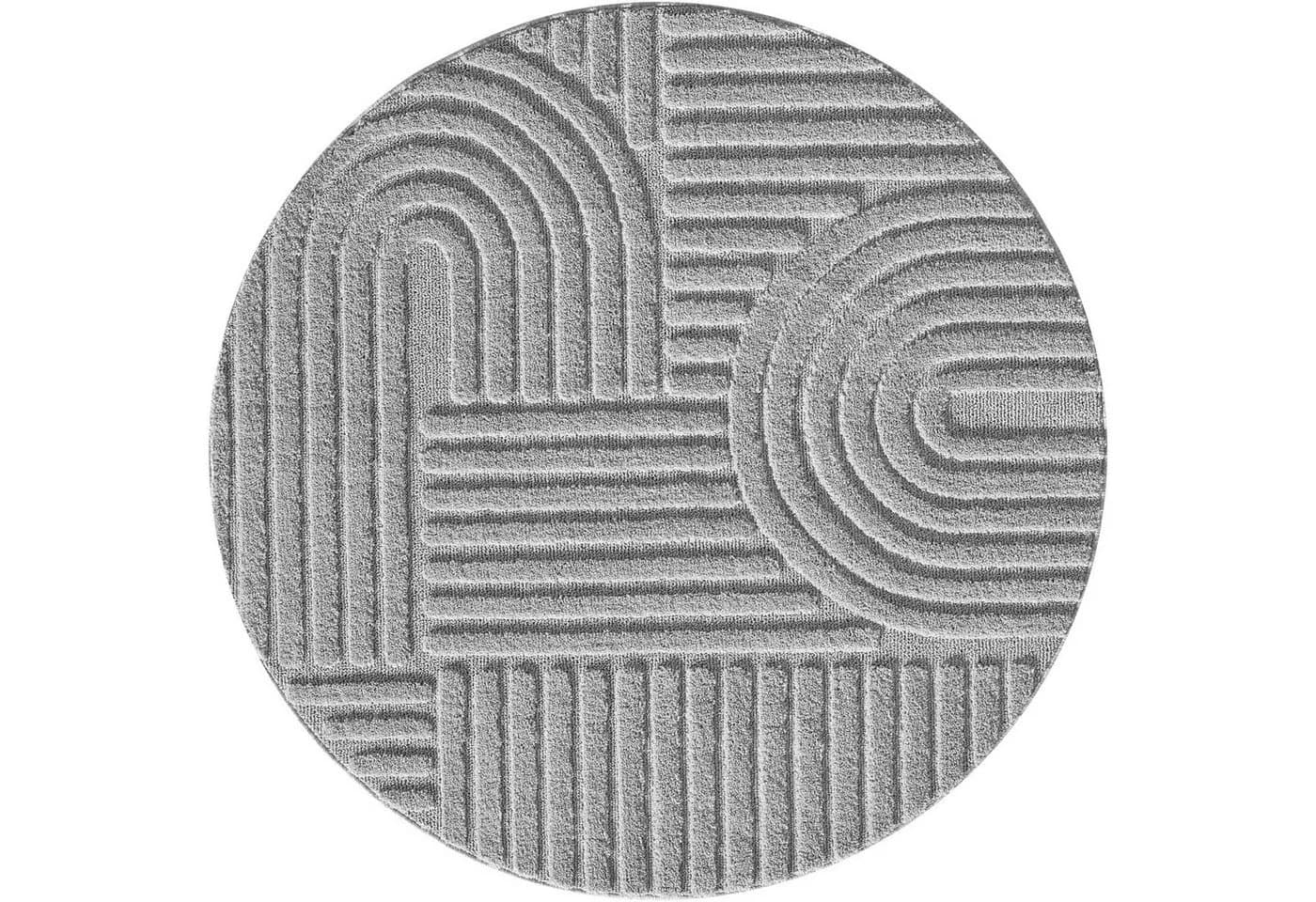 KADIMA DESIGN Teppich RIGI 3D-Effekt Silber 80x80 cm