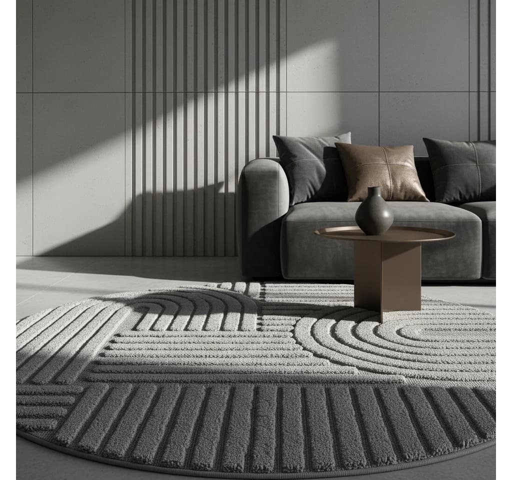 KADIMA DESIGN Teppich RIGI 3D-Effekt Silber 80x80 cm - Bild 2