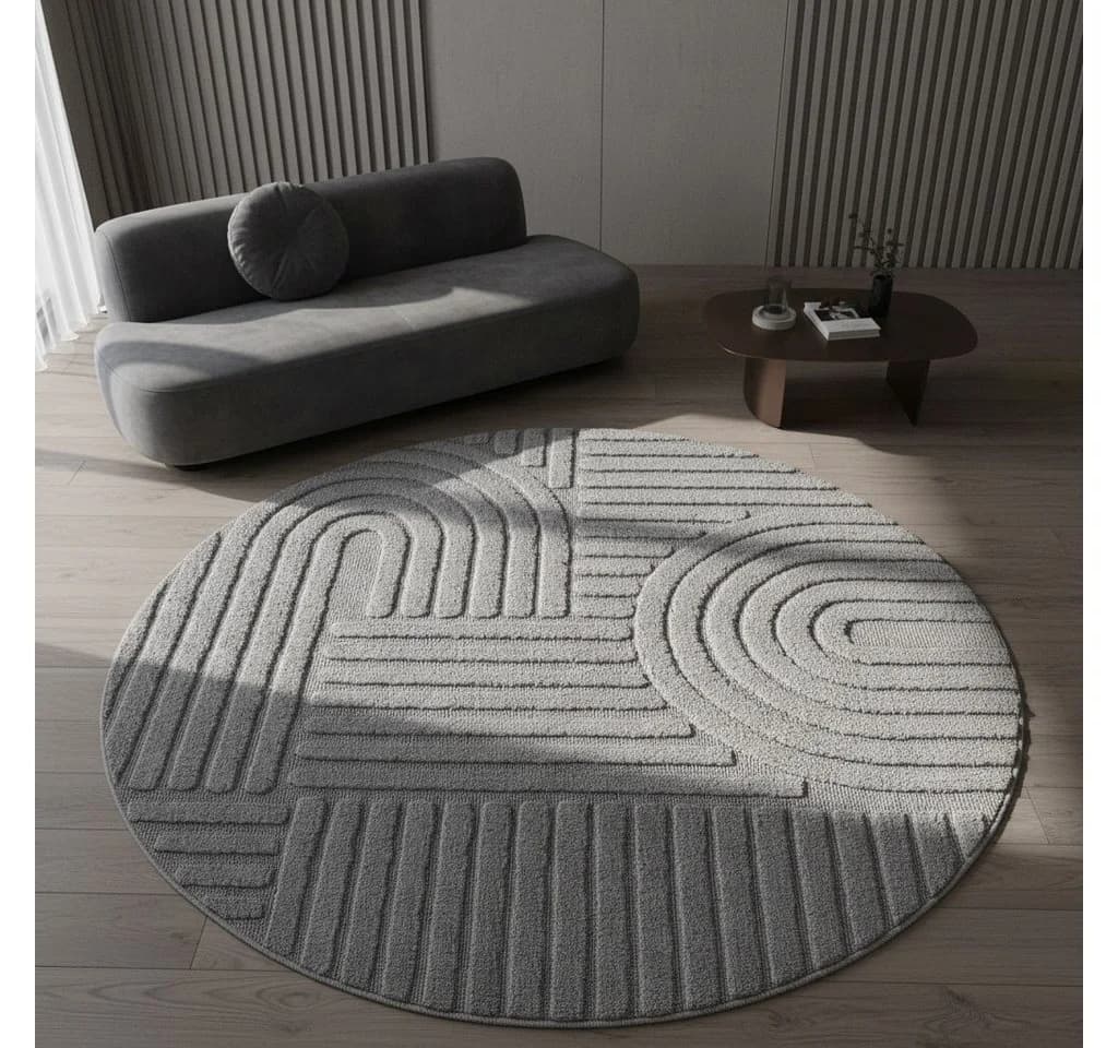 KADIMA DESIGN Teppich RIGI 3D-Effekt Silber 80x80 cm - Bild 3
