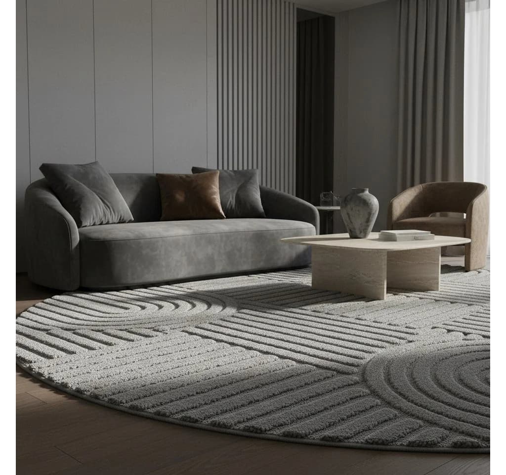 KADIMA DESIGN Teppich RIGI 3D-Effekt Silber 80x80 cm - Bild 4