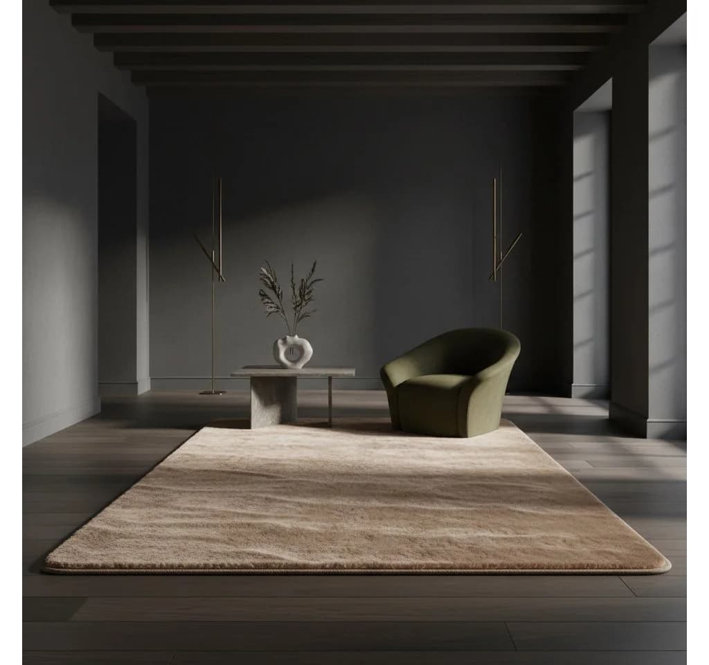 KADIMA DESIGN Teppich ISAR Beige Kurzflor Uni 80x80 cm - Bild 2