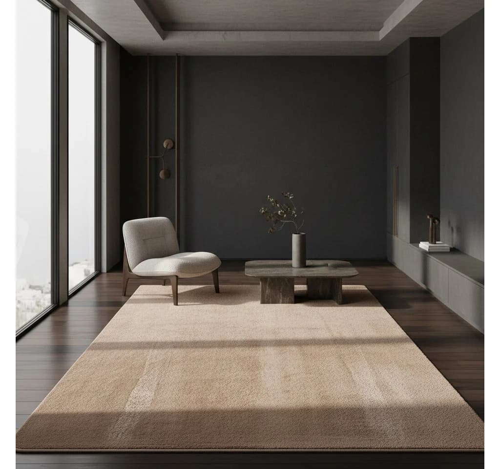 KADIMA DESIGN Teppich ISAR Beige Kurzflor Uni 80x80 cm - Bild 3