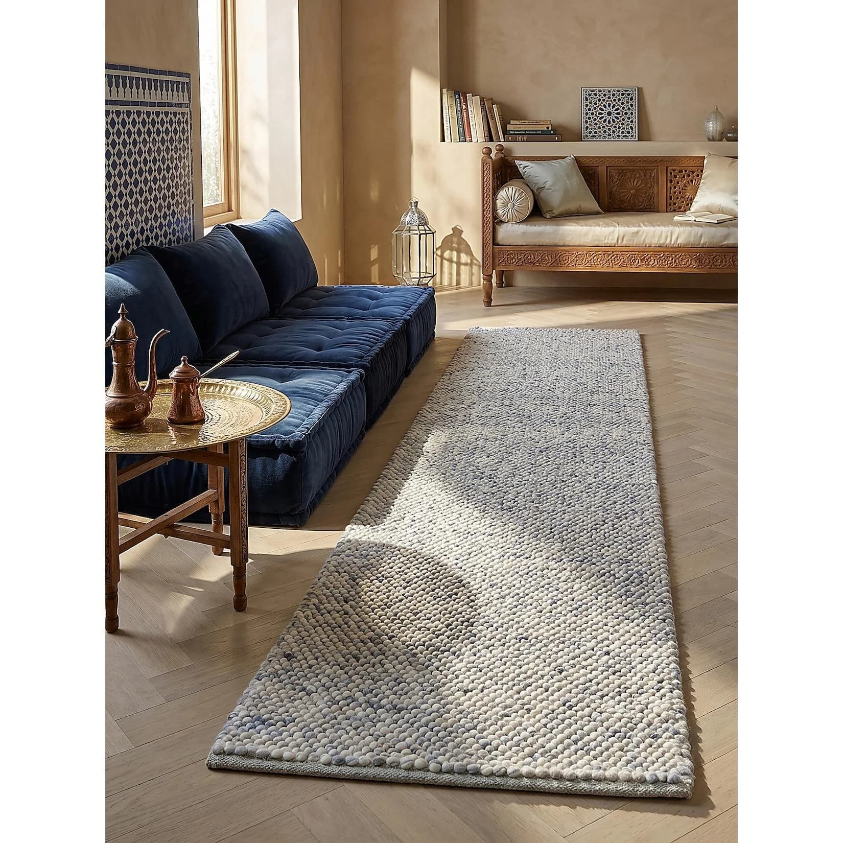 Kadima Design Teppich-Läufer MEDWAY Blau Wollmischung