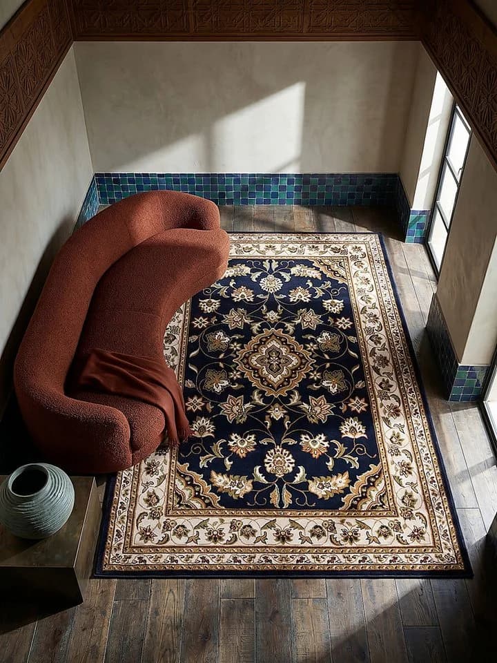 KADIMA DESIGN Teppich GLAZERT Dunkelblau Orientalisch