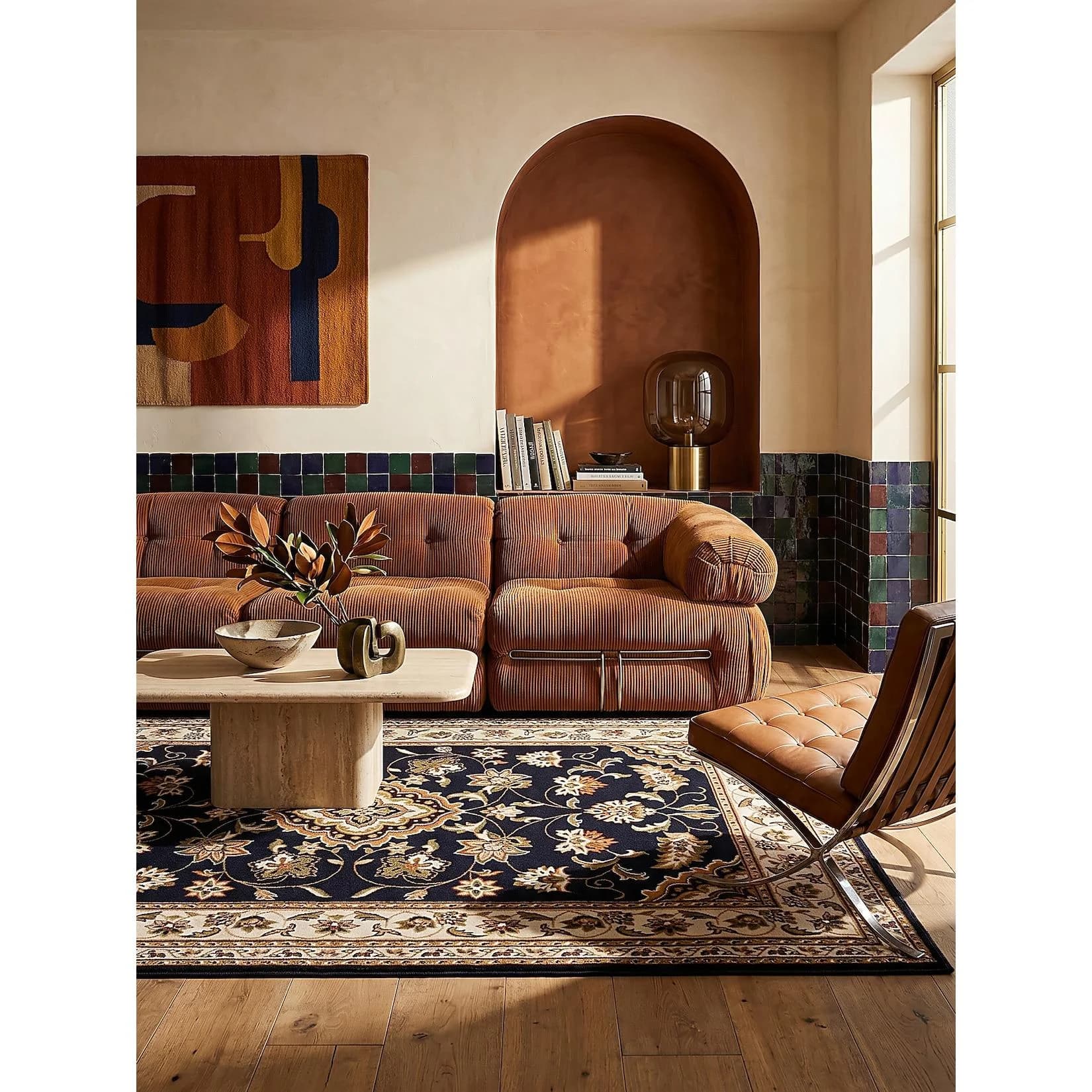 KADIMA DESIGN Teppich Mittelflor GLAZERT Dunkelblau Orientalisch