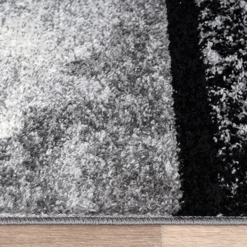 KADIMA DESIGN Teppich Dunkelgrau Geometrisches Quadratmuster Kurzflor - Bild 4