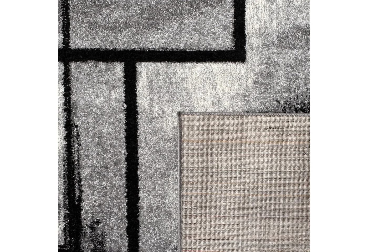 KADIMA DESIGN Teppich Dunkelgrau Geometrisches Quadratmuster Kurzflor - Bild 5