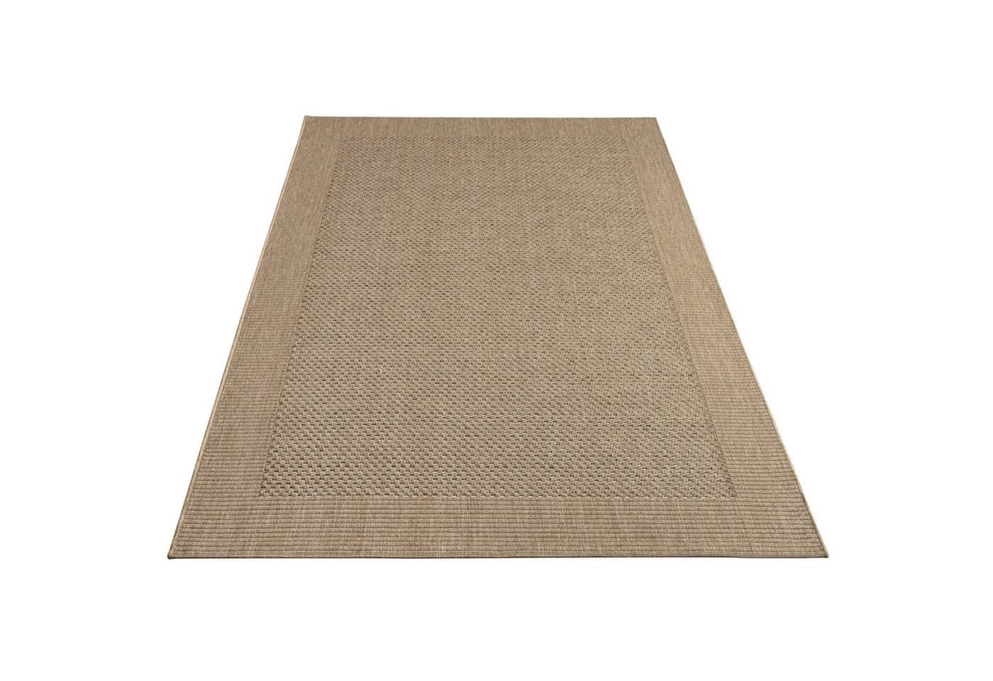 KADIMA DESIGN Teppich Beige Unifarben Bordüre Kurzflor