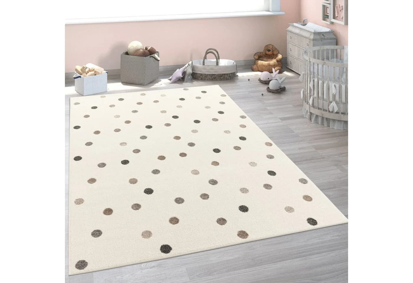 KADIMA DESIGN Kinderteppich Punkte Beige Schmutzabweisend - Bild 2