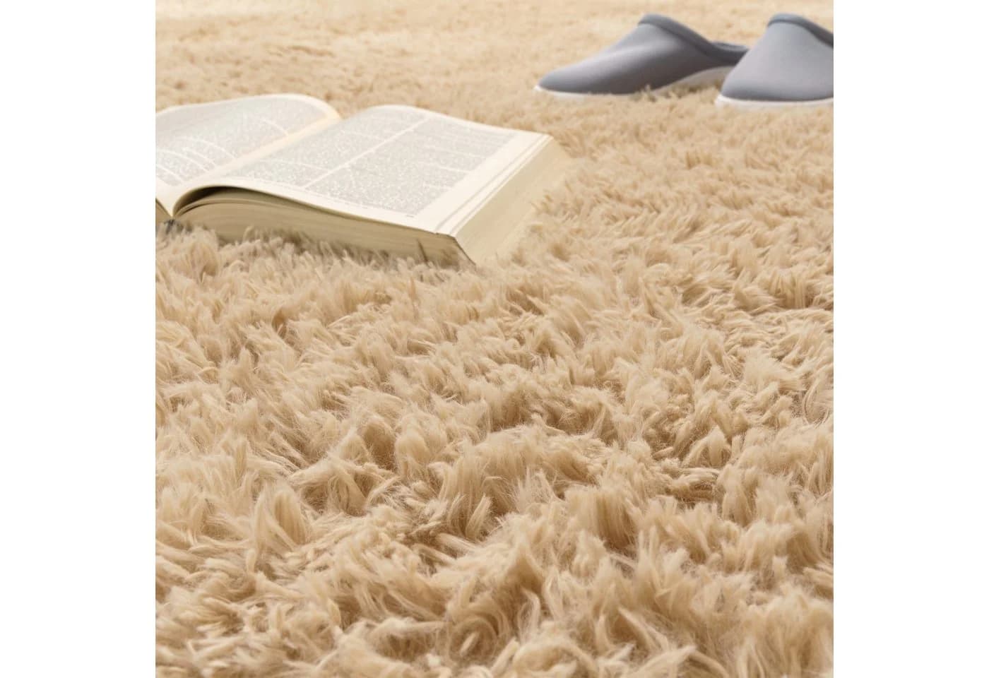 KADIMA DESIGN Shaggy Teppich Rund Beige Hochflor Waschbar - Bild 2