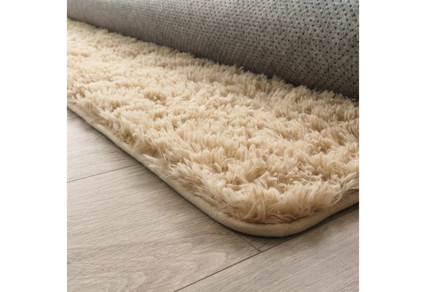 KADIMA DESIGN Shaggy Teppich Rund Beige Hochflor Waschbar - Bild 3