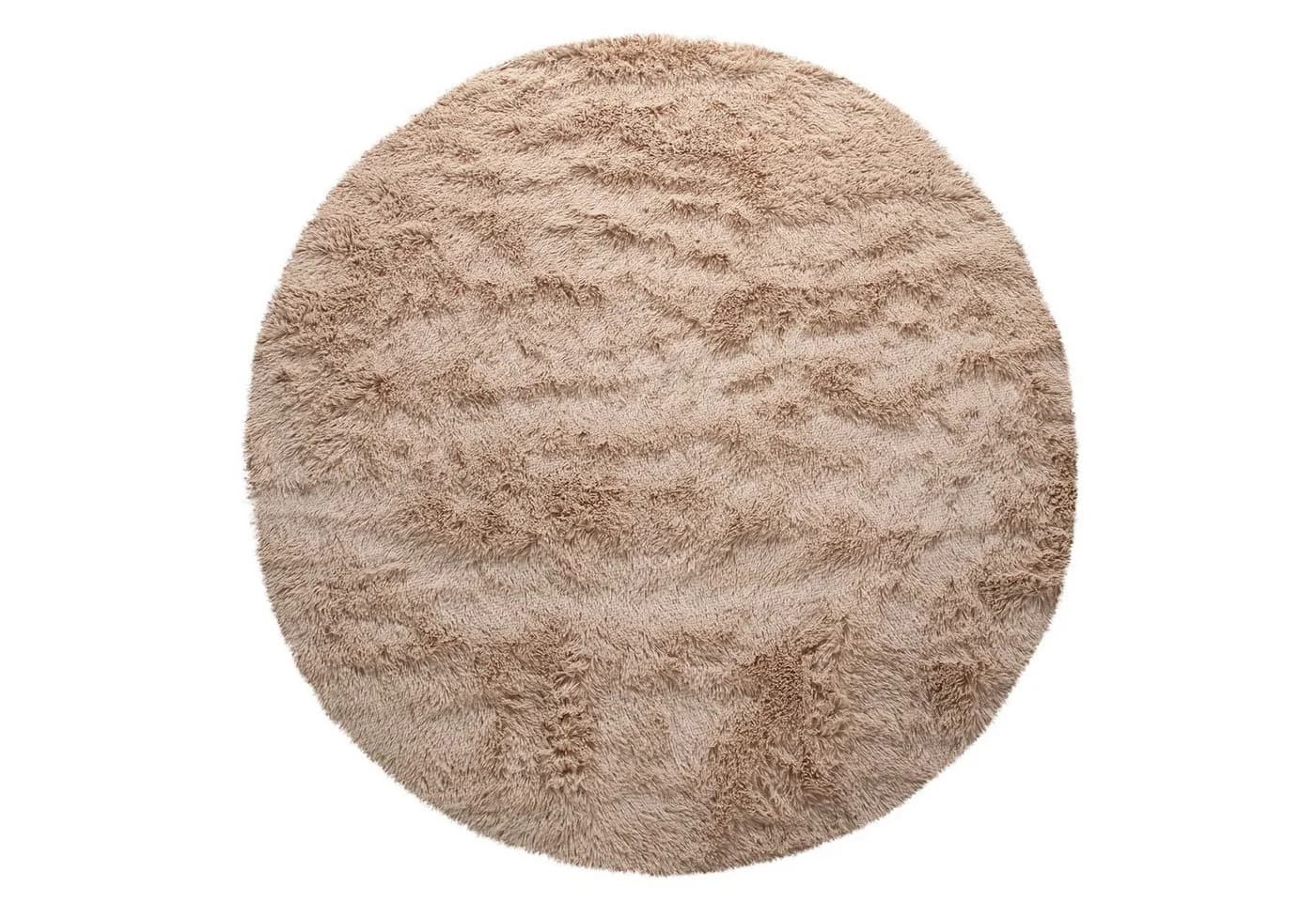 KADIMA DESIGN Shaggy Teppich Rund Beige Hochflor Waschbar - Bild 4