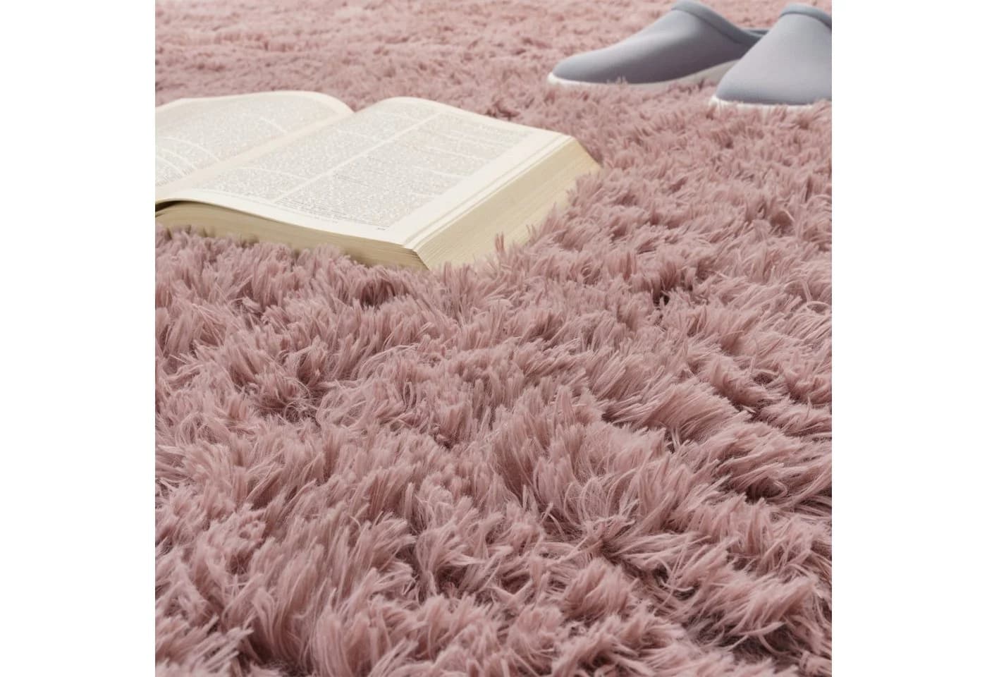 KADIMA DESIGN Teppich Rosa Rund Hochflor Shaggy waschbar
