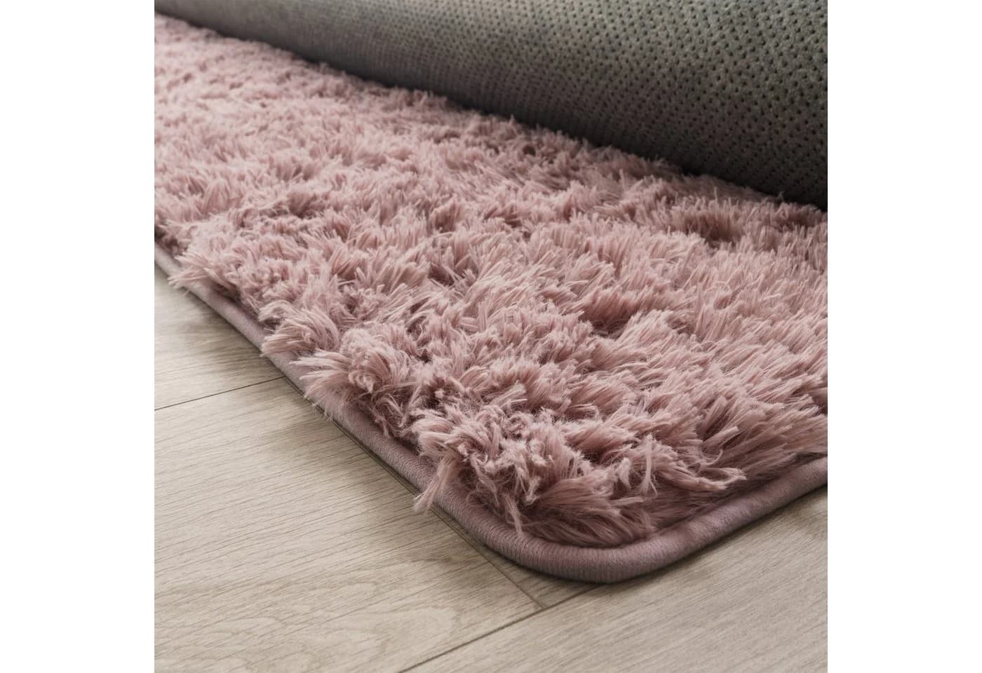 KADIMA DESIGN Teppich Rosa Rund Hochflor Shaggy waschbar - Bild 3
