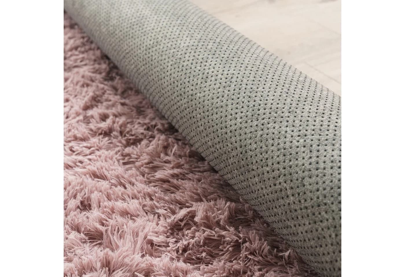 KADIMA DESIGN Teppich Rosa Rund Hochflor Shaggy waschbar - Bild 4