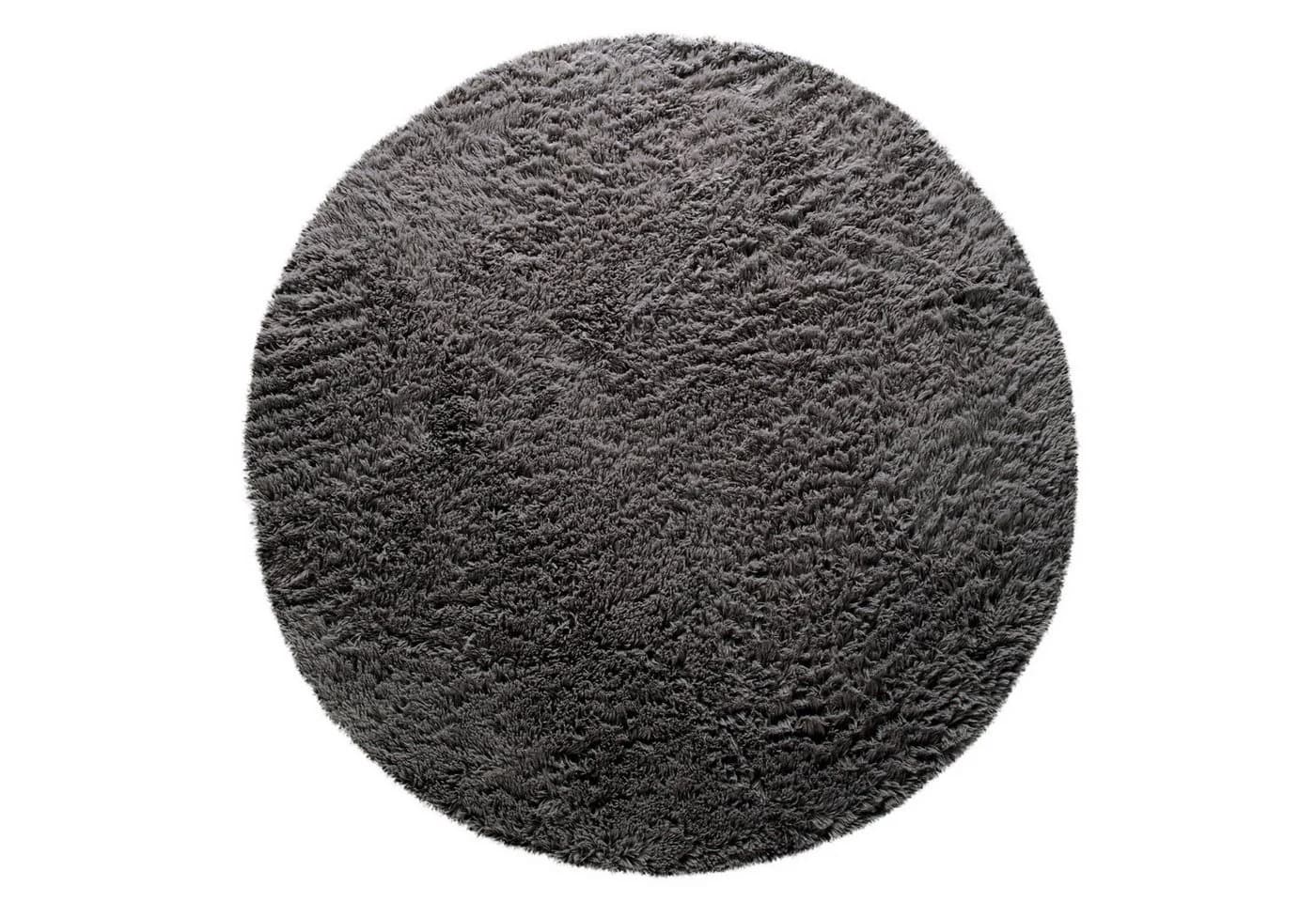 KADIMA DESIGN Hochflor Teppich Shaggy Anthrazit Rund 80D