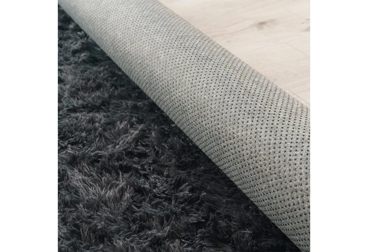 KADIMA DESIGN Hochflor Teppich Shaggy Anthrazit Rund 80D - Bild 5