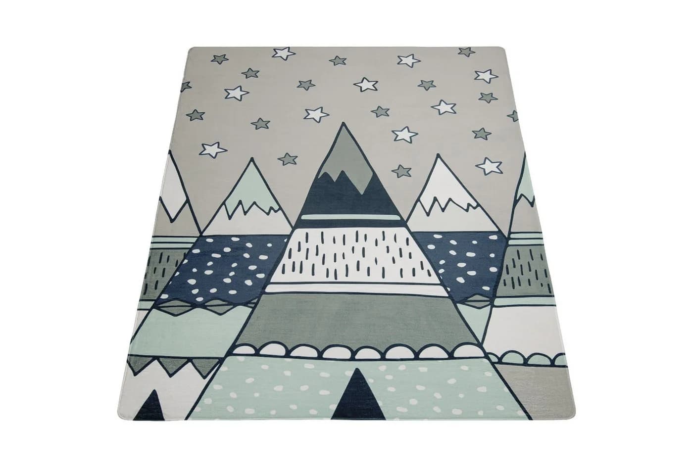 KADIMA DESIGN Kinderteppich Grau Bergmotiv Polyester