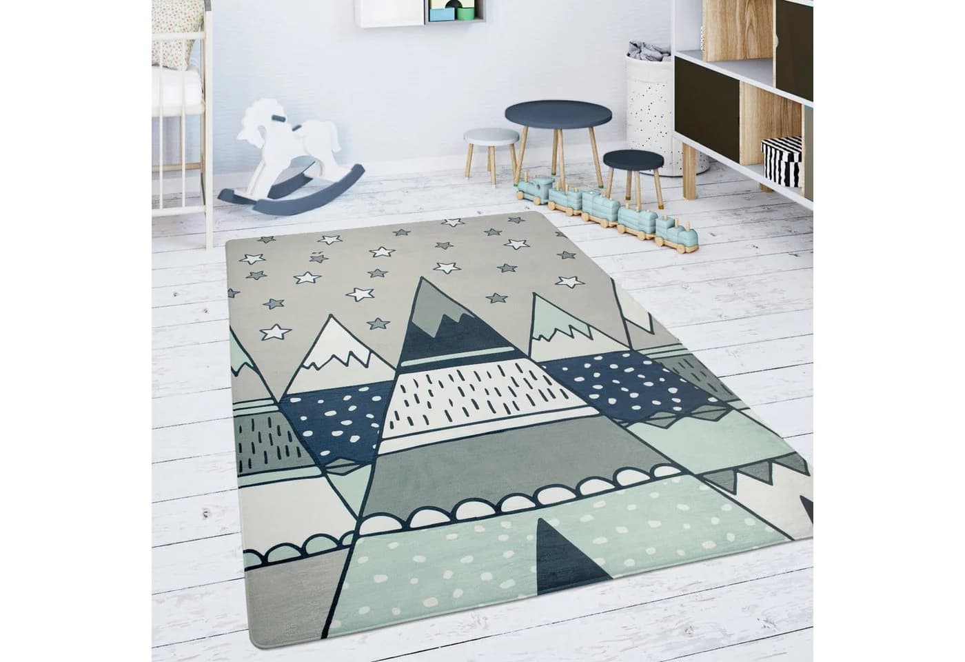 KADIMA DESIGN Kinderteppich Grau Bergmotiv Polyester - Bild 2