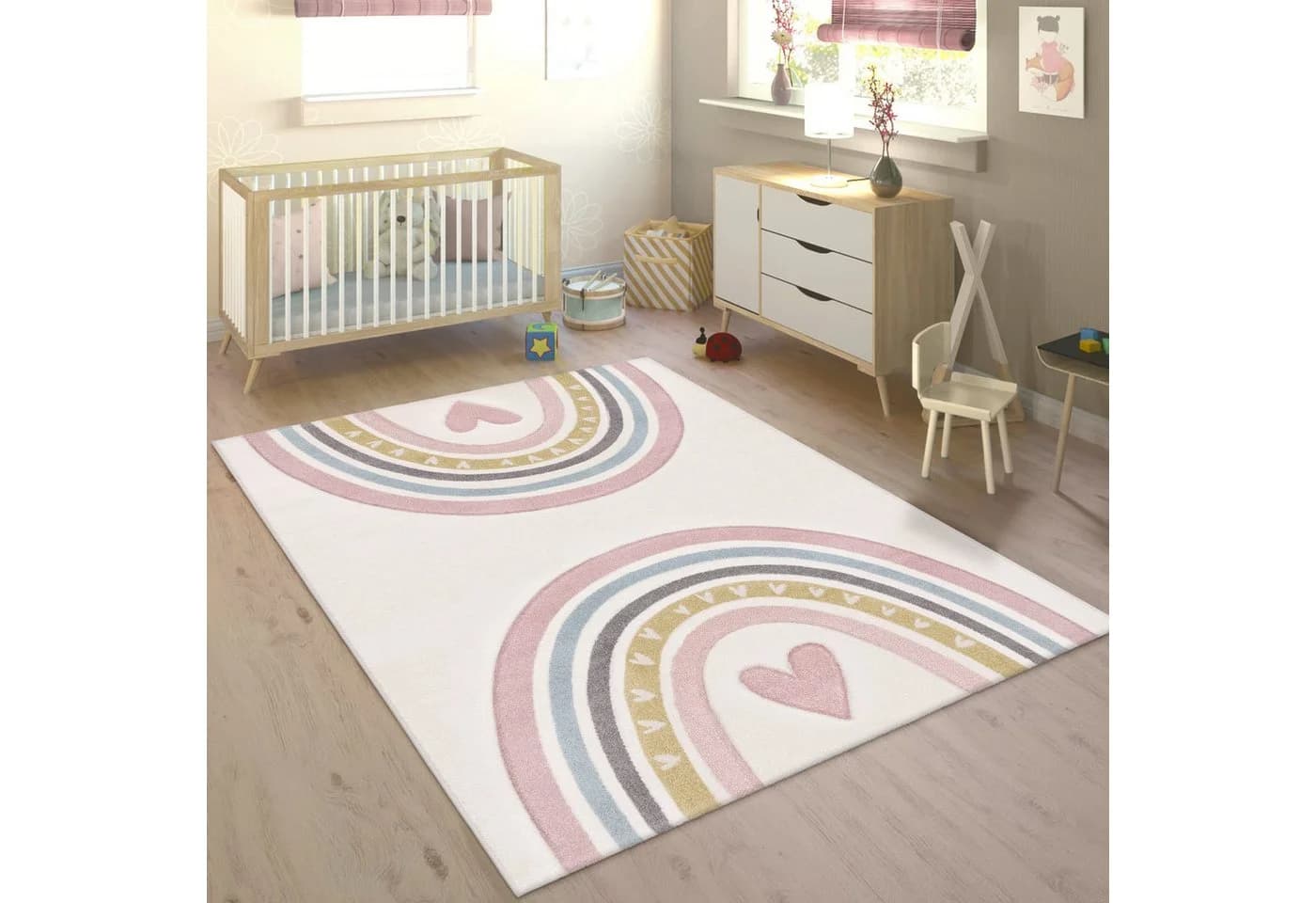 KADIMA DESIGN Kinderteppich Läufer Regenbogen Pink - Bild 2