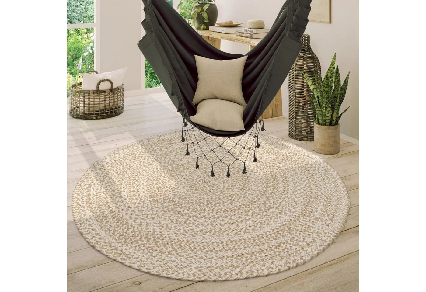 KADIMA DESIGN Teppich Boho Rund Beige 100% Baumwolle - Bild 2