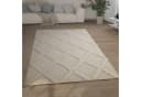 KADIMA DESIGN Teppich 3D Rauten Schlafzimmer Creme Hochflor Bild 2