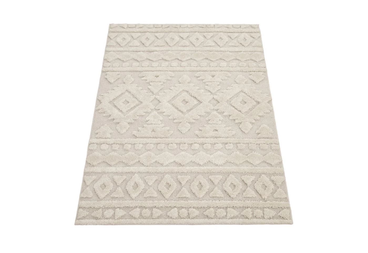 KADIMA DESIGN Hochflor Teppich Shaggy Creme 3D-Struktur