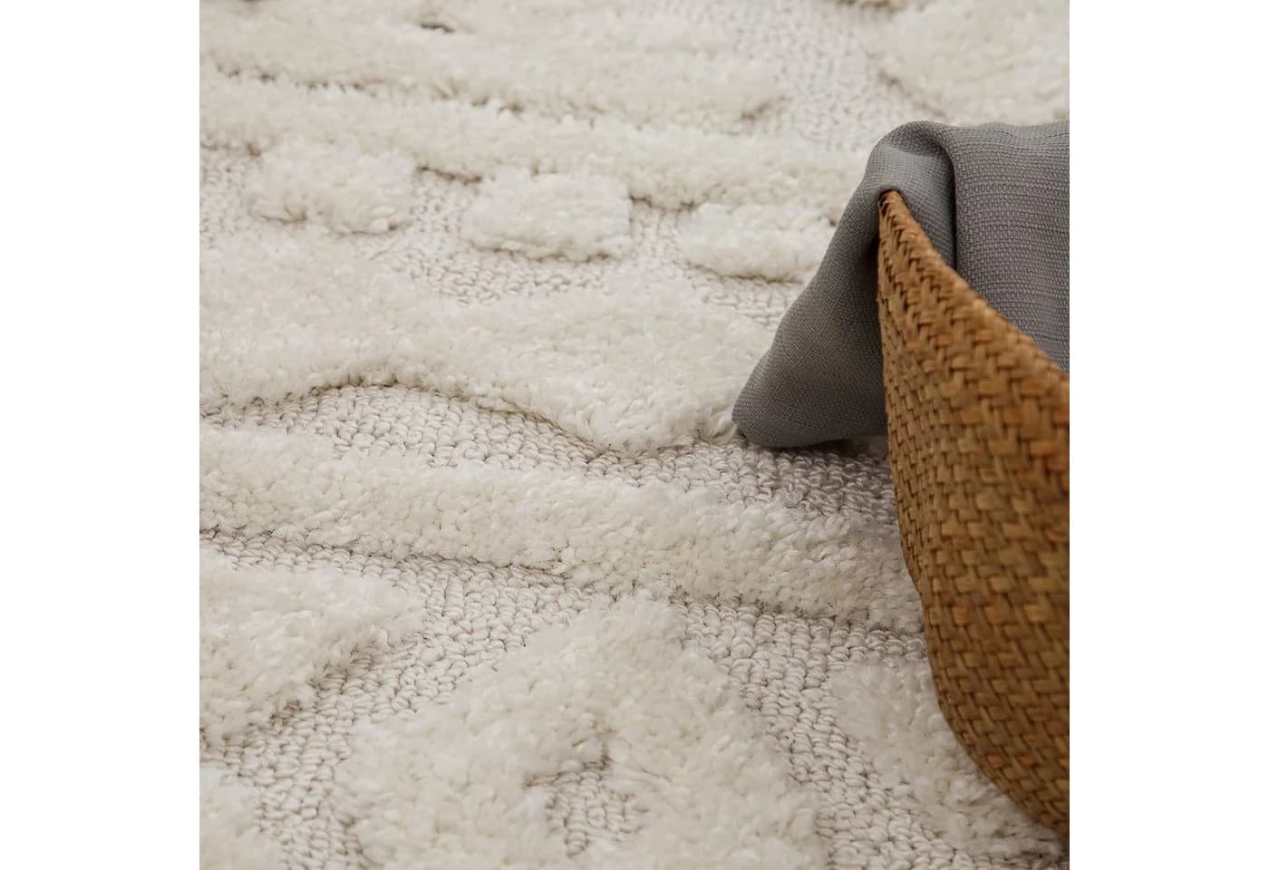 KADIMA DESIGN Hochflor Teppich Shaggy Creme 3D-Struktur - Bild 3