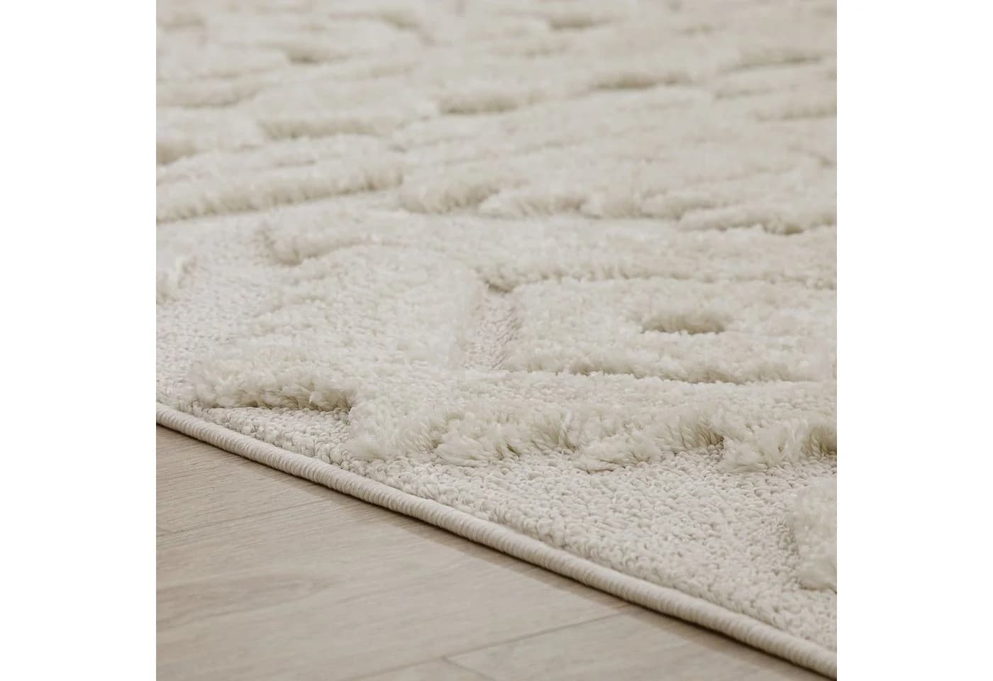 KADIMA DESIGN Hochflor Teppich Shaggy Creme 3D-Struktur - Bild 4