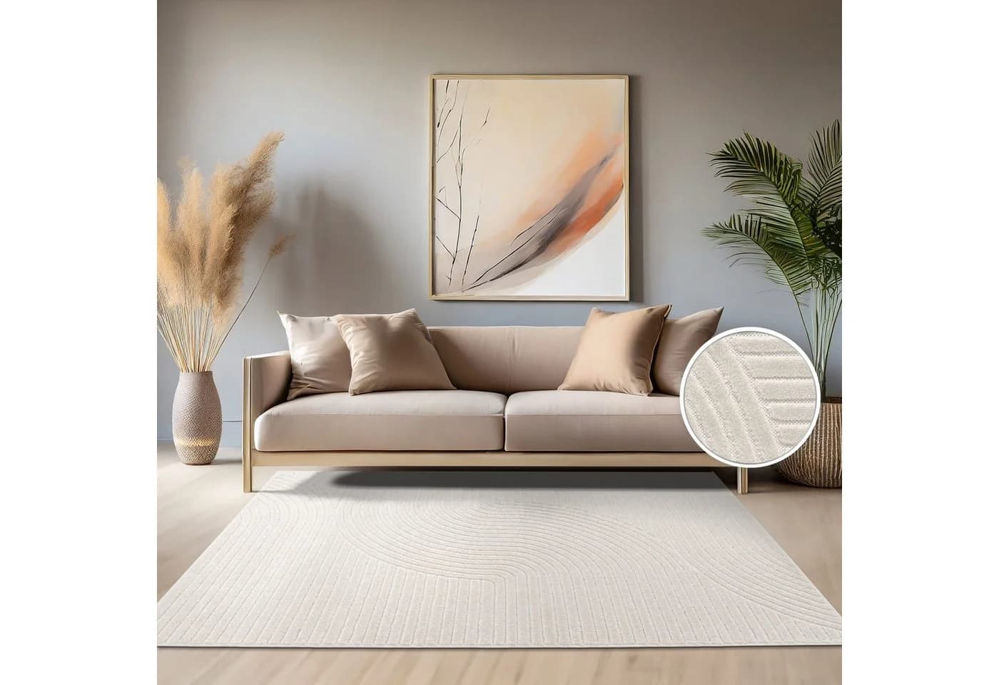 KADIMA DESIGN Teppich Creme Kurzflor Läufer 60x100 cm - Bild 2