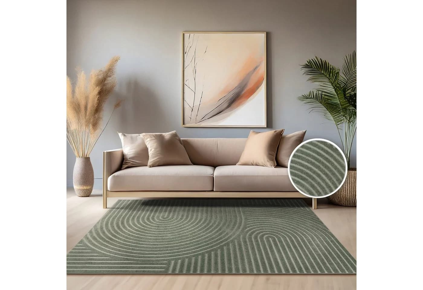 KADIMA DESIGN Teppich Grün Struktur Kurzflor Läufer - Bild 2
