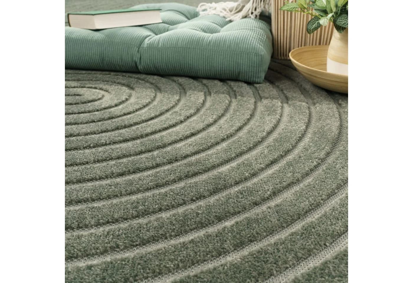 KADIMA DESIGN Teppich Grün Struktur Kurzflor Läufer - Bild 3
