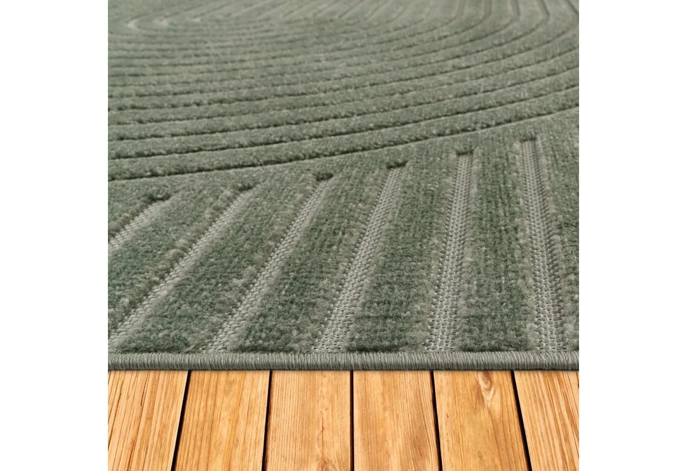 KADIMA DESIGN Teppich Grün Struktur Kurzflor Läufer - Bild 4