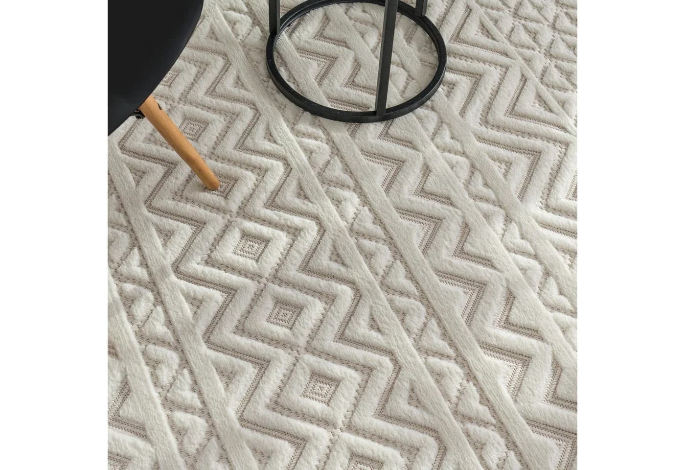 KADIMA DESIGN Teppich Struktur Creme Kurzflor Läufer - Bild 3
