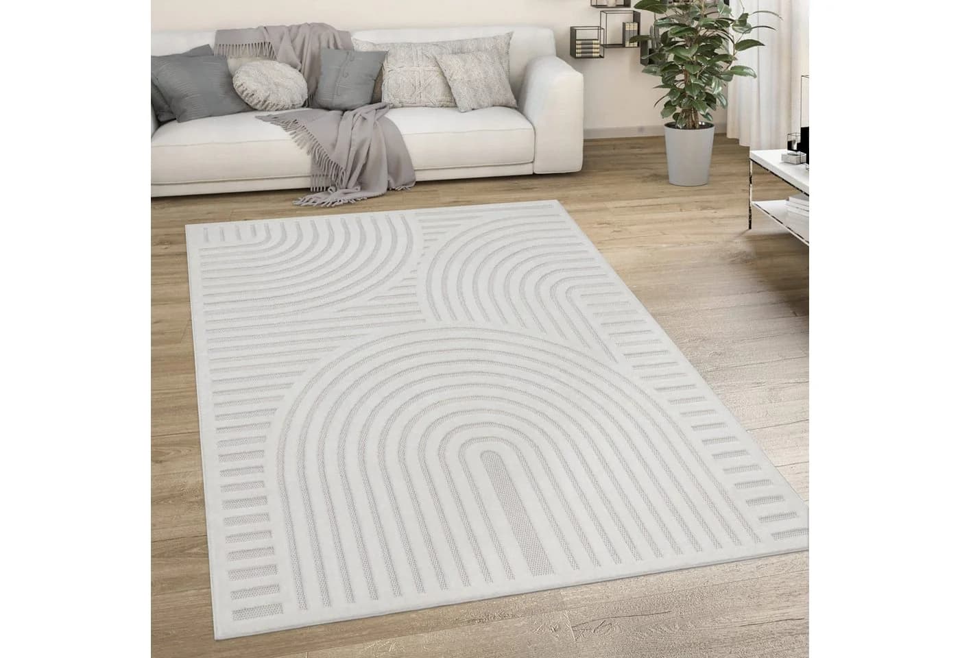 KADIMA DESIGN Teppich Struktur Wohnzimmer Creme Kurzflor - Bild 2