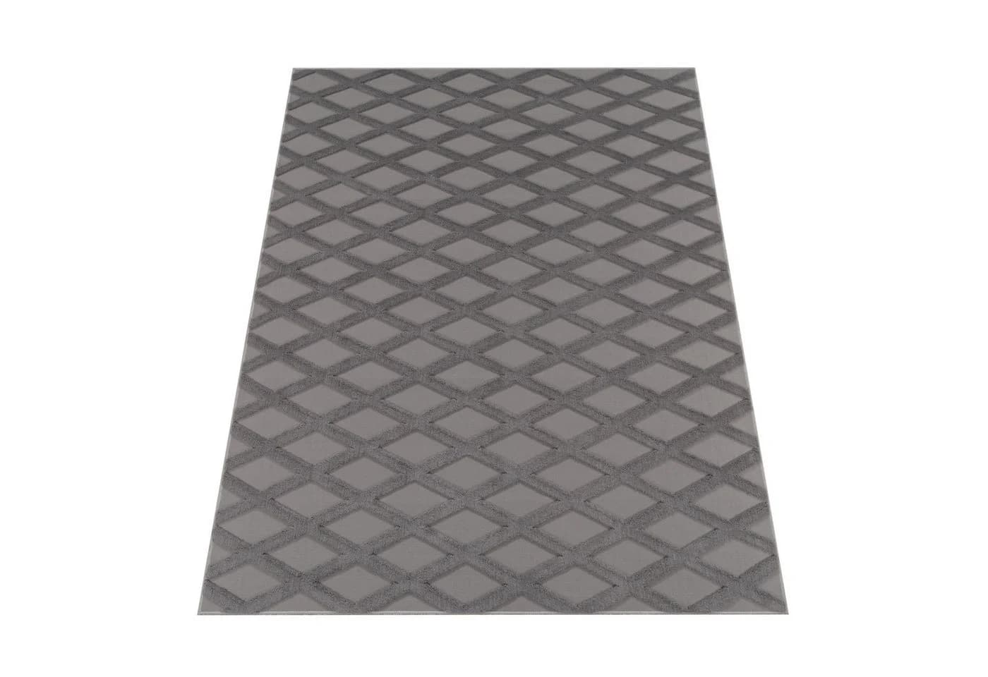 KADIMA DESIGN Teppich waschbar Rauten Anthrazit Kurzflor