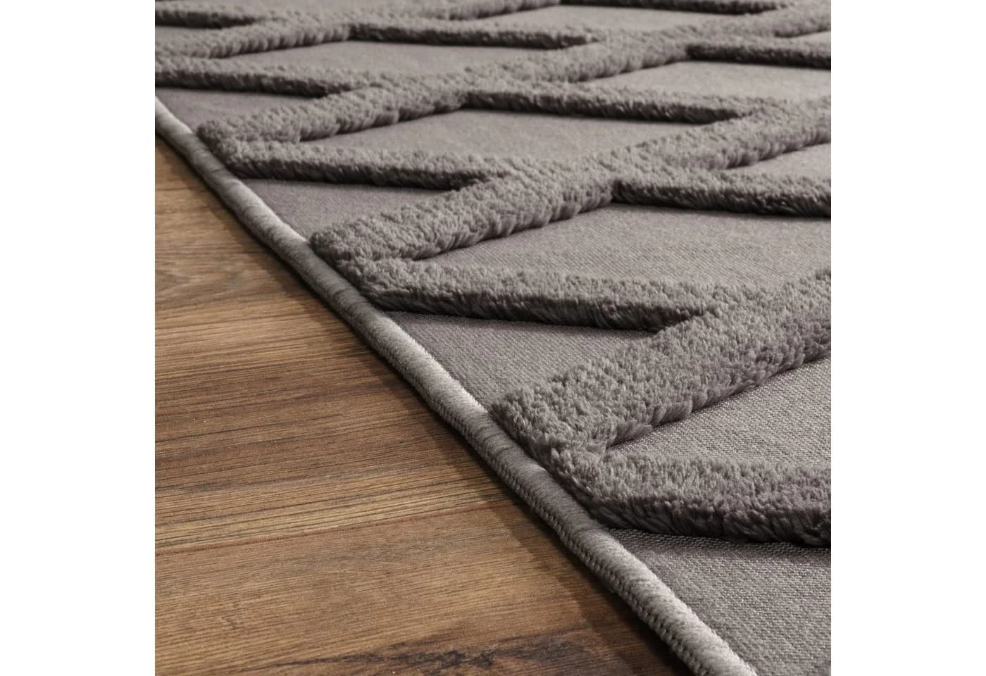 KADIMA DESIGN Teppich waschbar Rauten Anthrazit Kurzflor - Bild 4