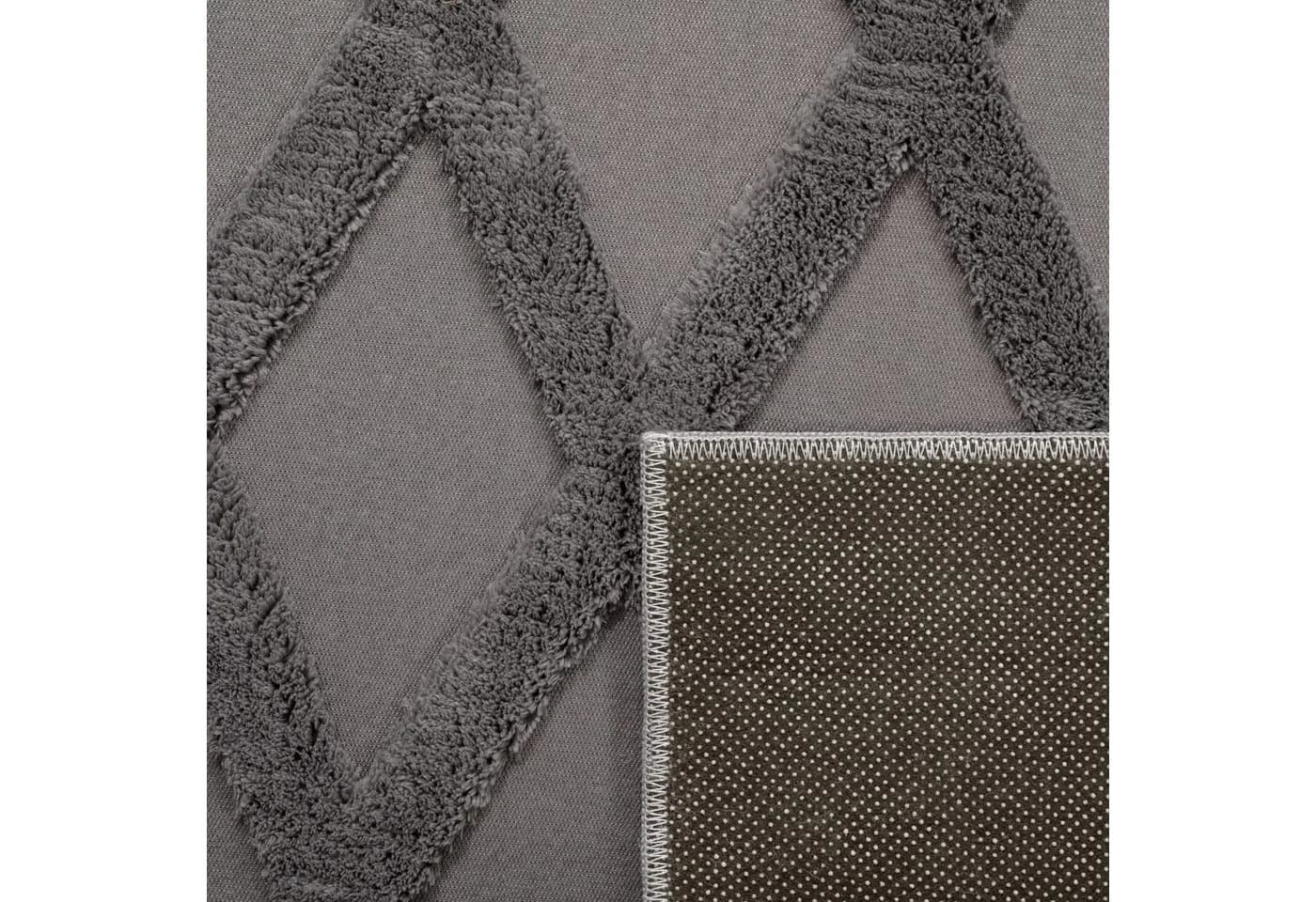 KADIMA DESIGN Teppich waschbar Rauten Anthrazit Kurzflor - Bild 5