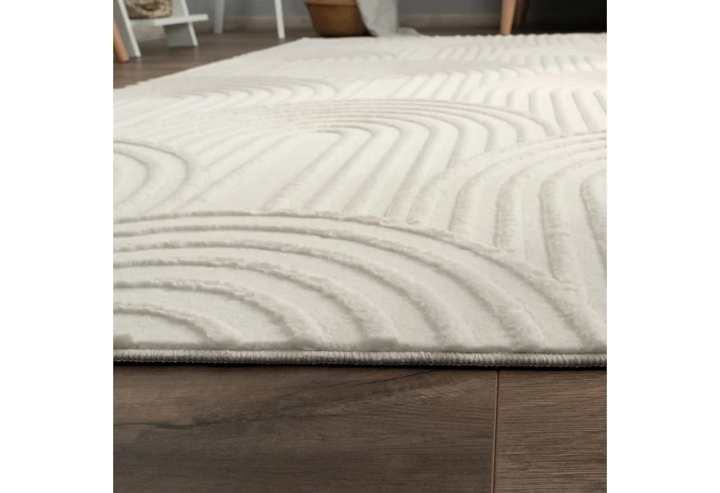 KADIMA DESIGN Teppich Creme Kurzflor waschbar - Bild 4