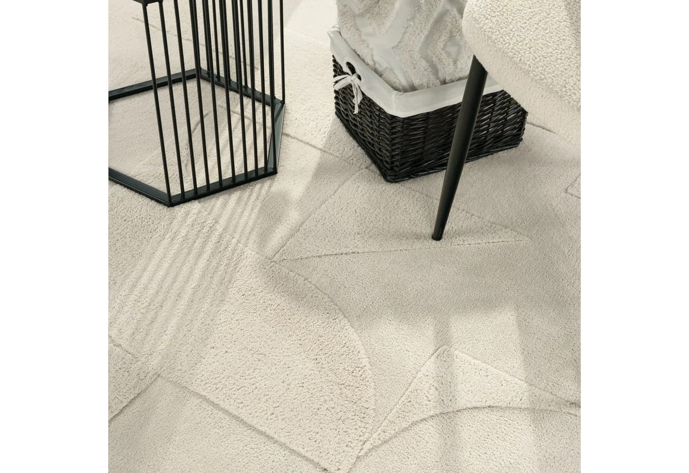 KADIMA DESIGN Teppich Kurzflor Rund Creme - Bild 3