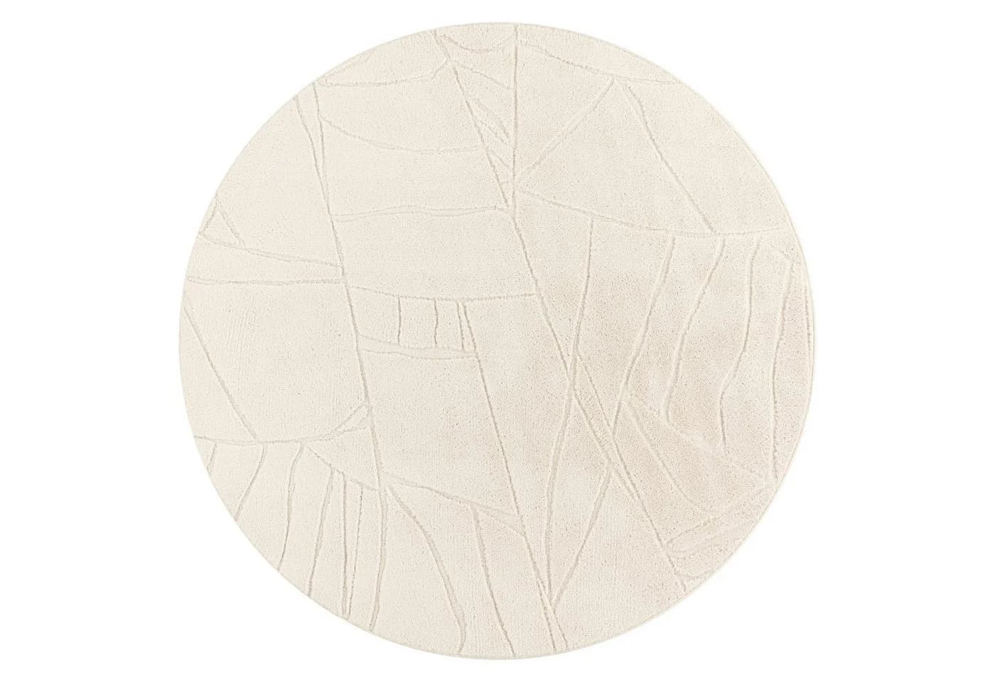 KADIMA DESIGN Teppich Rund 120 cm Creme Kurzflor Waschbar