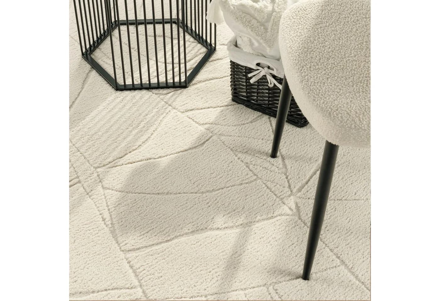KADIMA DESIGN Teppich Rund 120 cm Creme Kurzflor Waschbar - Bild 3