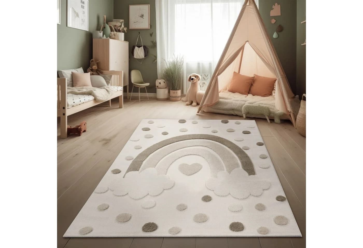 KADIMA DESIGN Kinderteppich Regenbogen Läufer Sand - Bild 2