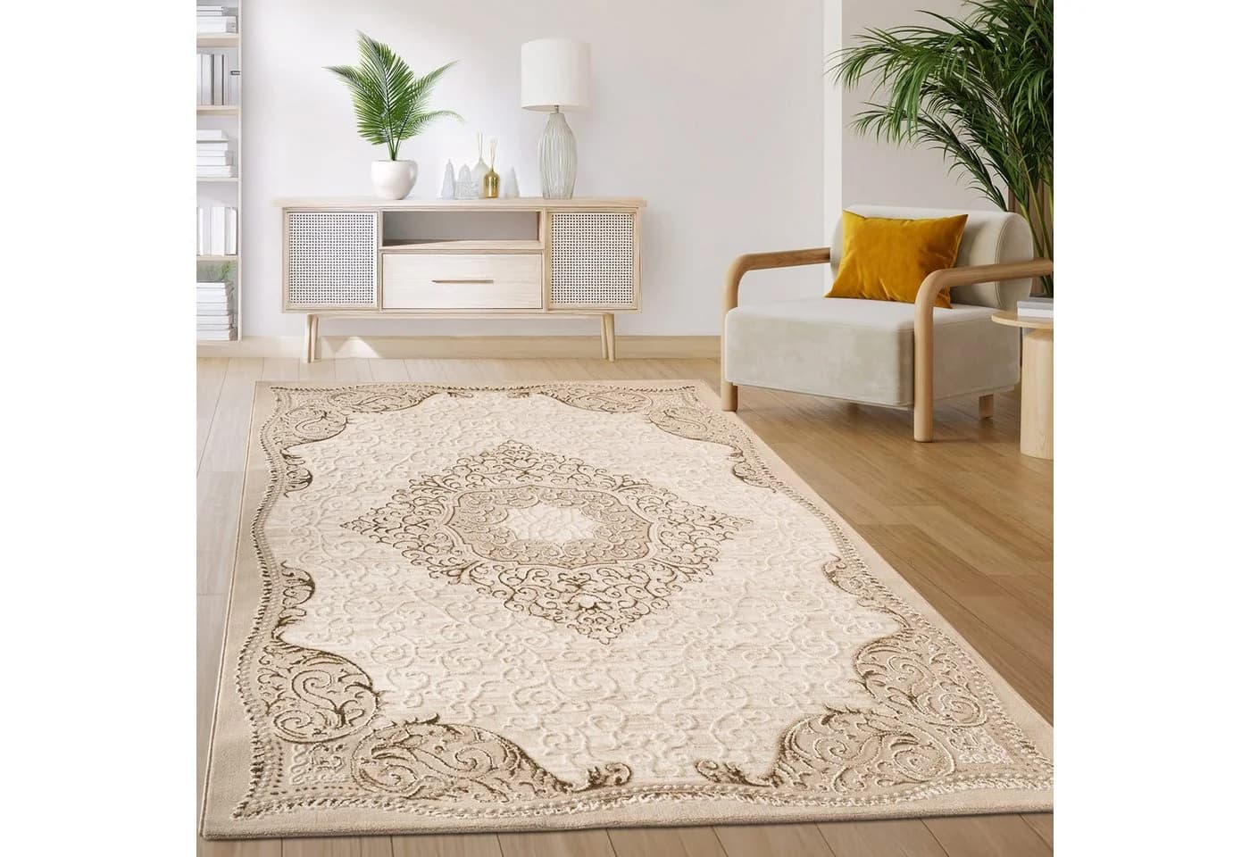KADIMA DESIGN Orientalisch Läufer Beige Polyester Kurzflor - Bild 2