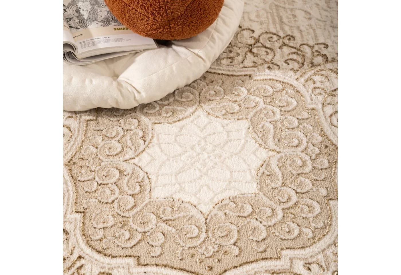 KADIMA DESIGN Orientalisch Läufer Beige Polyester Kurzflor - Bild 3