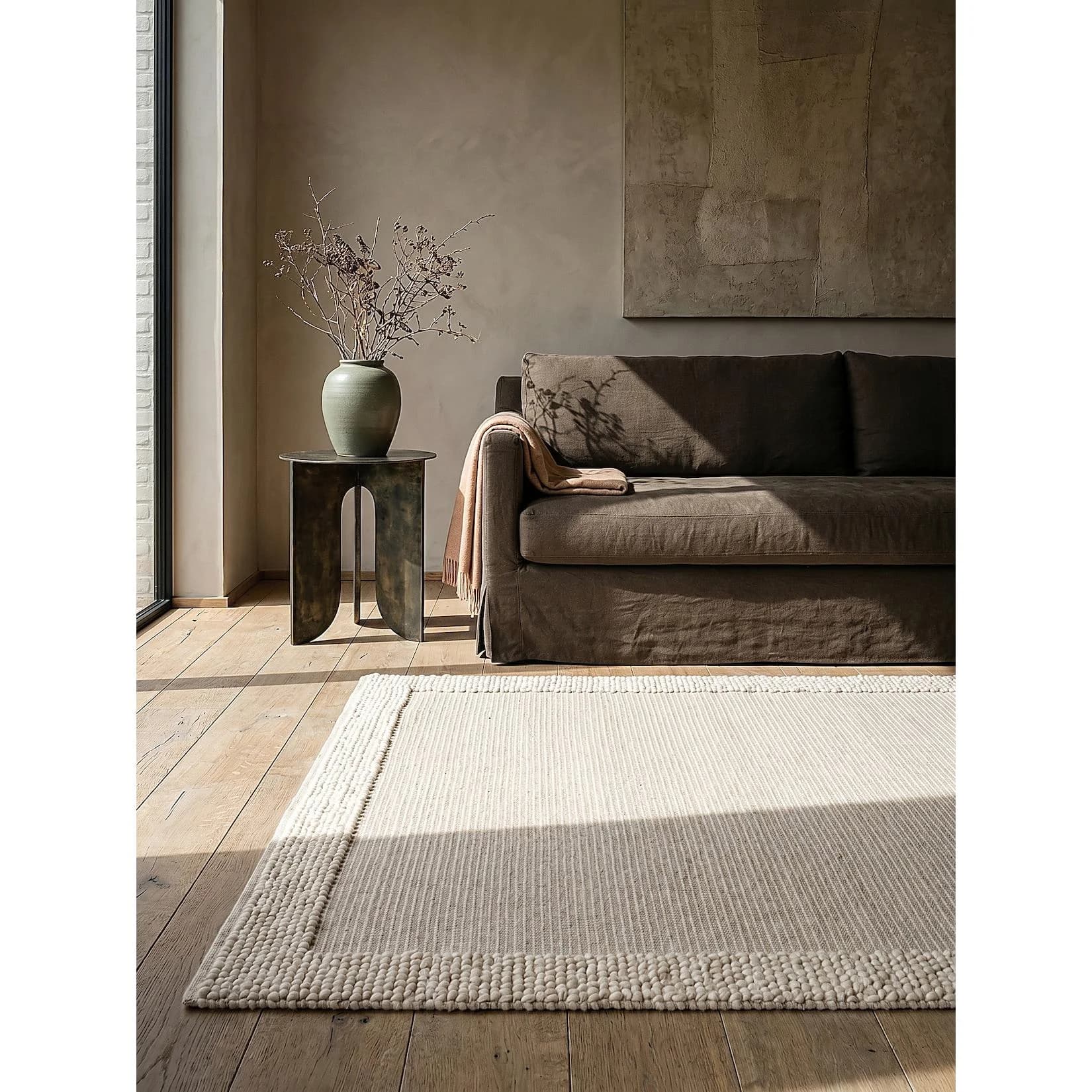 KADIMA DESIGN Wollteppich Unifarben, Bordüre Wohnzimmer Teppich Kurzflor Rechteckig 80x150