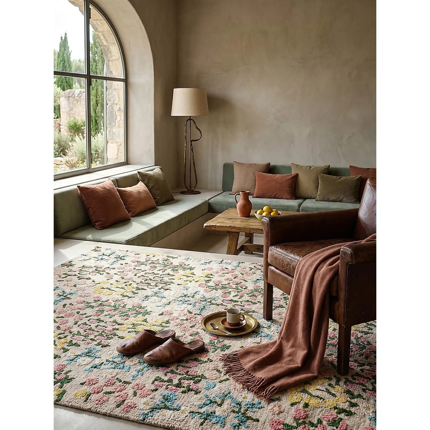 Kadima Design Wollteppich VALE Blumenwiese Rosa Floral